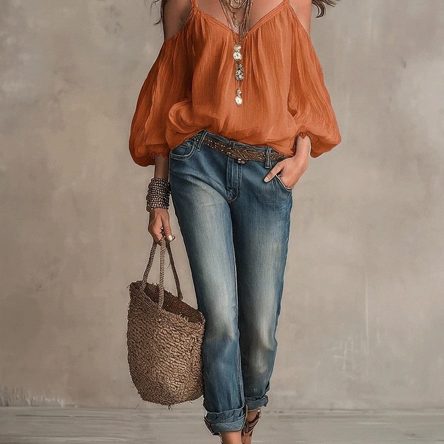 Womens Casual Solid-color Loose-fitting Top – Premium 0 | RICALOUX
