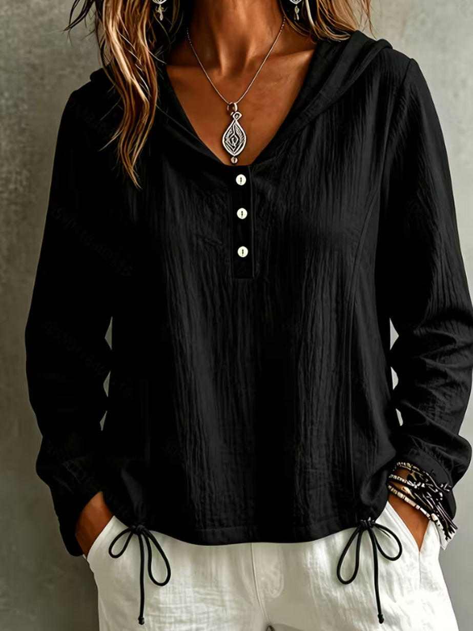 Casual Loose-fit Long-sleeve Hoodie by Ricaloux