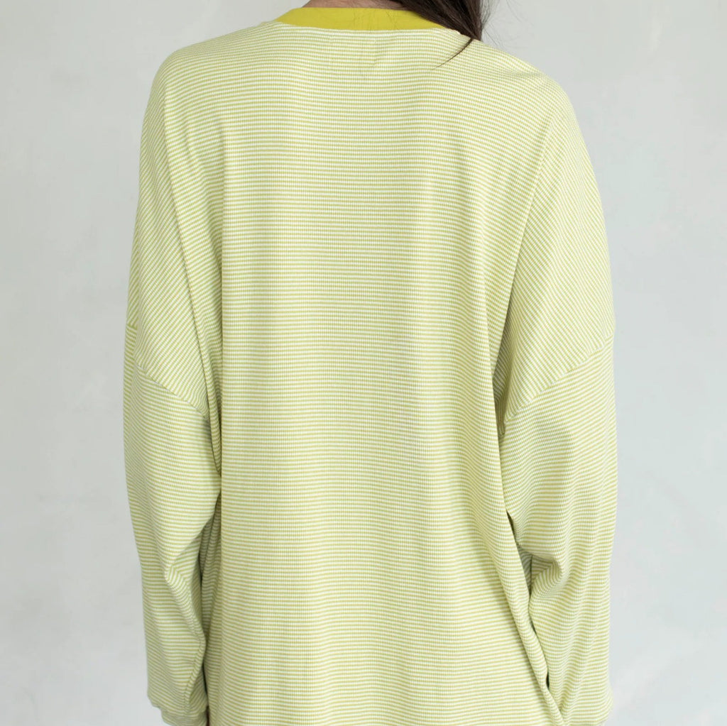 Striped Color Block Crew Neck Long Sleeve T-Shirt And Shorts Two Piece Set by Ricaloux