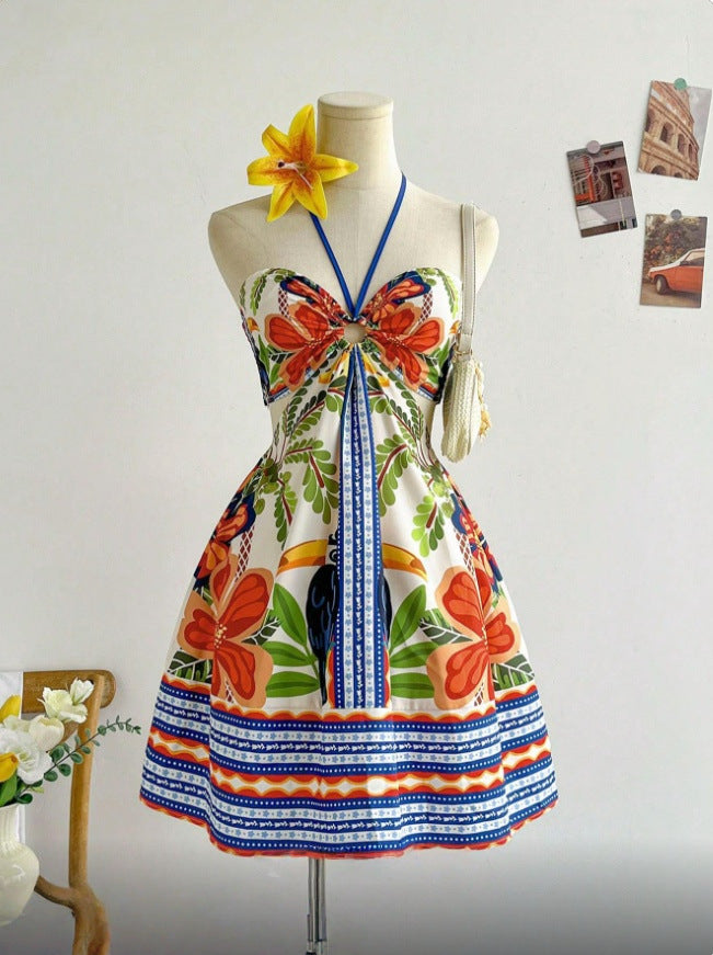 Bohemian Seaside Vacation Halter-neck Tube Dress by Ricaloux