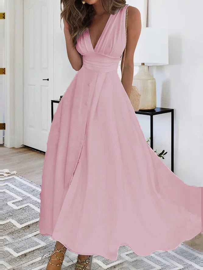 European And American V-neck Chest Wrap Dress - RICALOUX