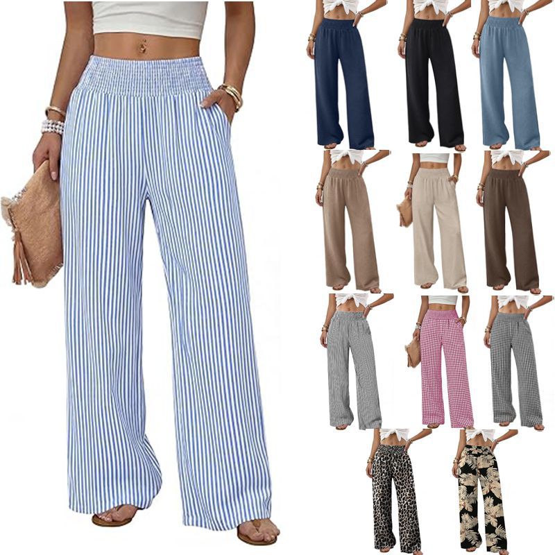 Womens Relaxed-fit High-waisted Casual Wide-leg Trousers With Pleats – Premium 0 | RICALOUX