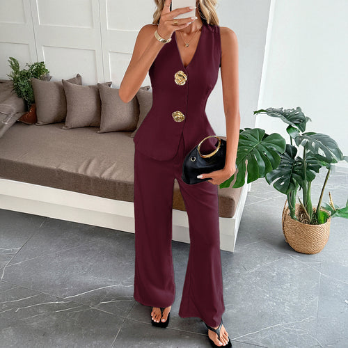 Elegant And Chic Womens Waistcoat And Trousers Set by Ricaloux
