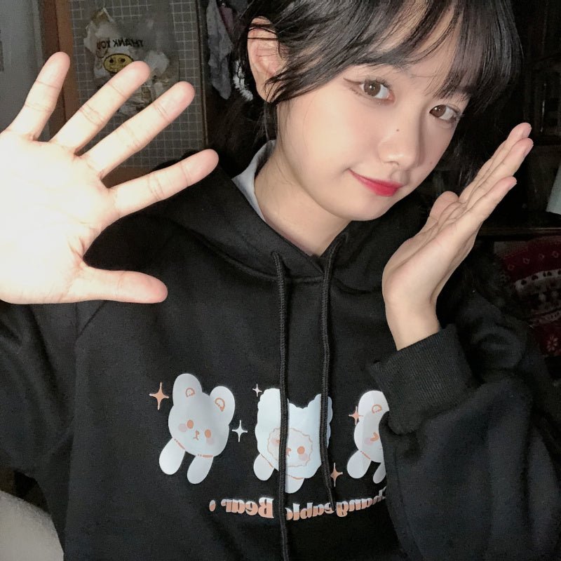 Soft Girl Cute Sweater Female Plus Velvet Thick Loose Wild Girl Jacket Autumn And Winter Clothes - RICALOUX