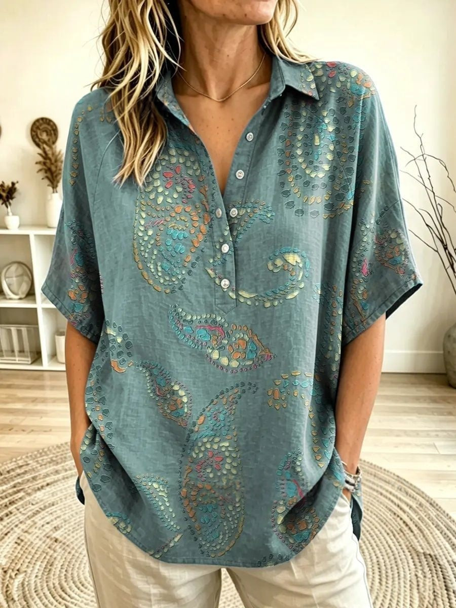 Button-down Collar Pullover Shirt Top by Ricaloux