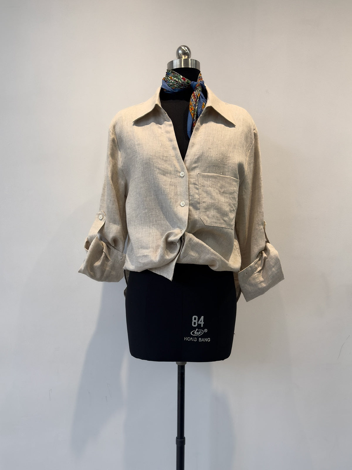 Womens Natural Pure Linen V-Neck Shirt – Premium 0 | RICALOUX