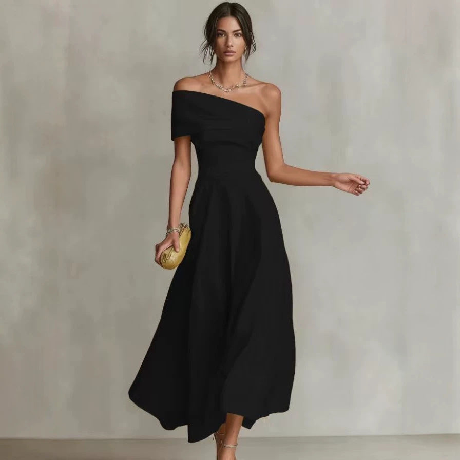 Womens Waist-cinching Off-shoulder Backless Dress by Ricaloux