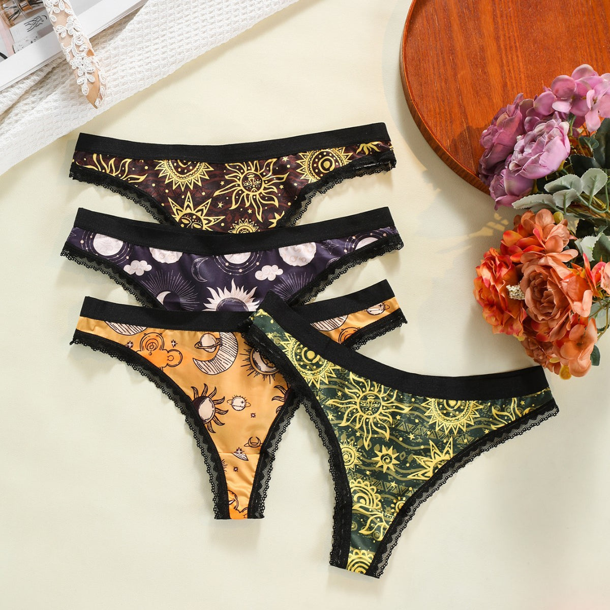 Plus-size Lace-trimmed Low-rise Seamless Floral-print Womens Panties – Premium 0 | RICALOUX