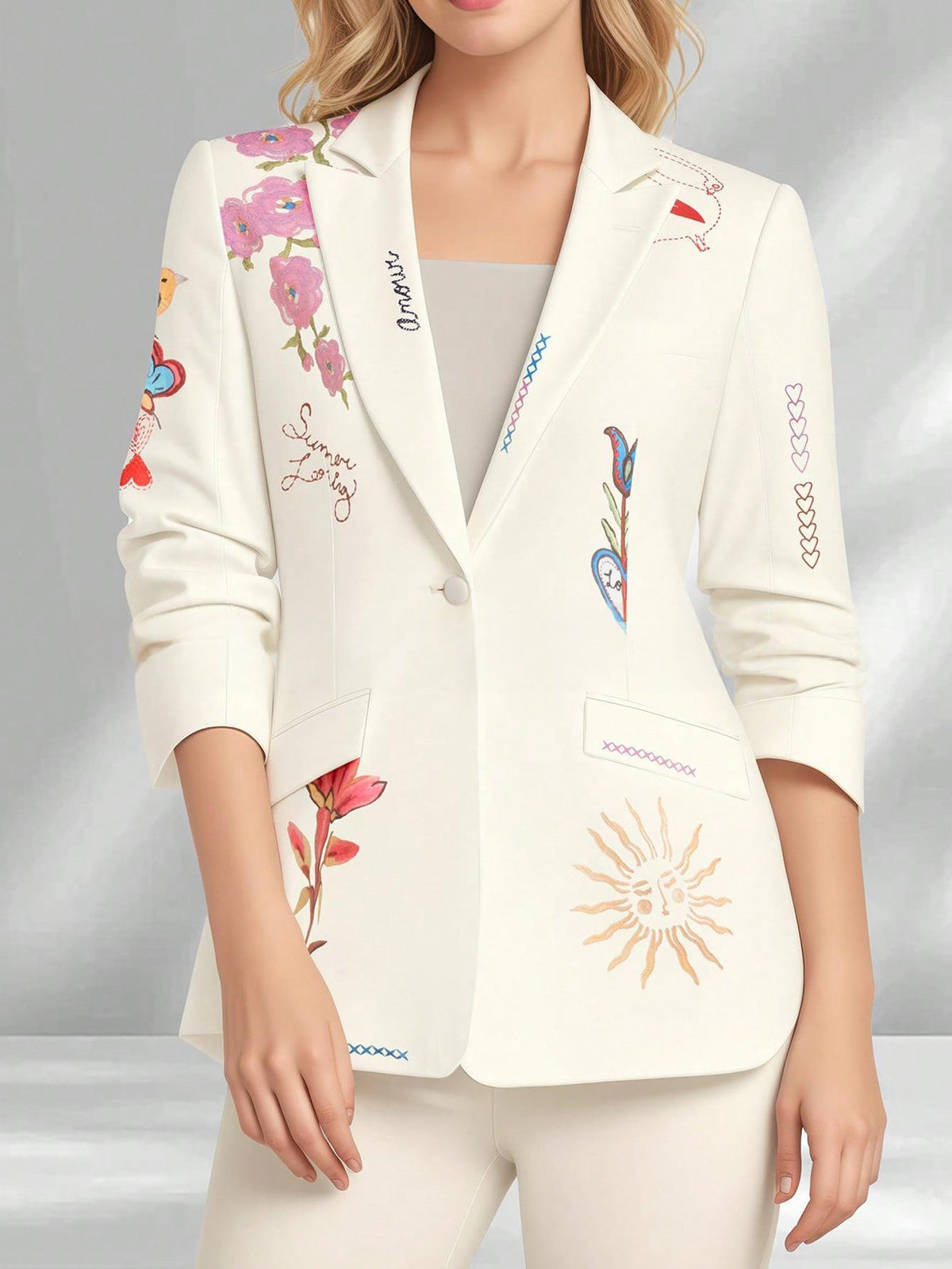 New Stylish Womens Tailored Blazer With A Lapel Western-style Long Sleeves by Ricaloux