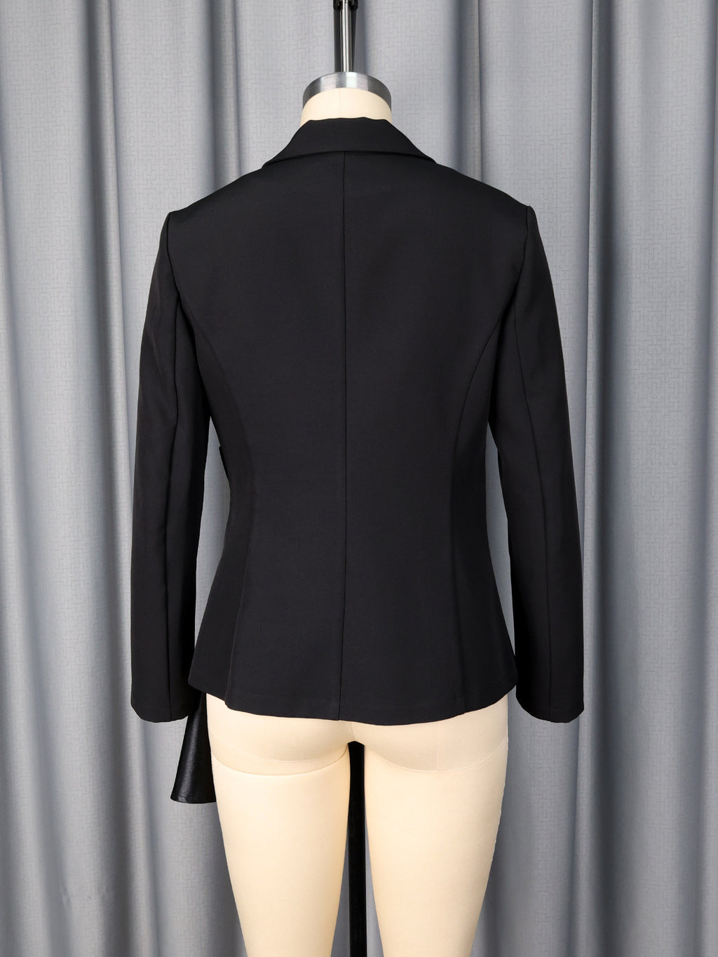 Contrast Satin Bow Rhinestone Trim Fitted Blazer Jacket by Ricaloux