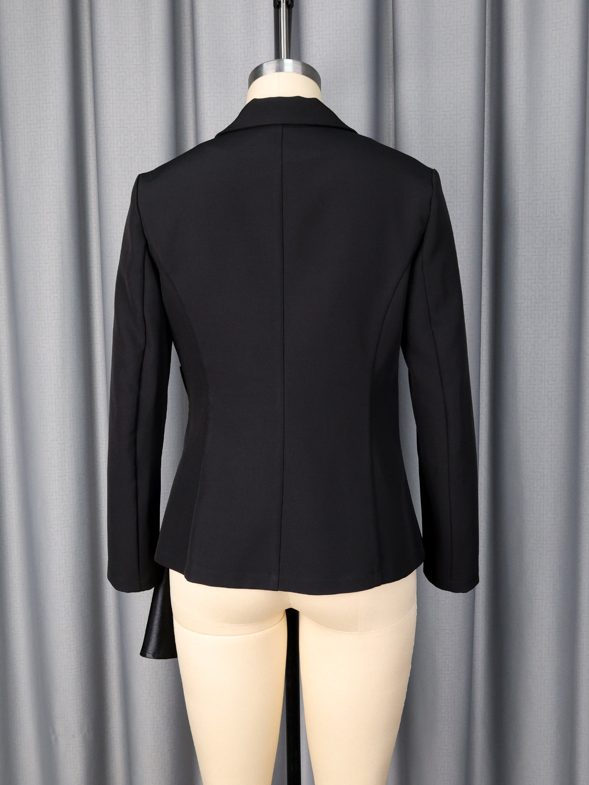 Contrast Satin Bow Rhinestone Trim Fitted Blazer Jacket by Ricaloux