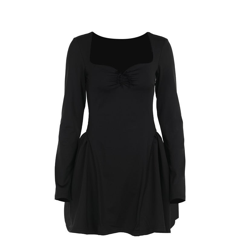 Socialite Style Elegant Slim Fit Fitted Waist Bubble Long Sleeve Dress - RICALOUX