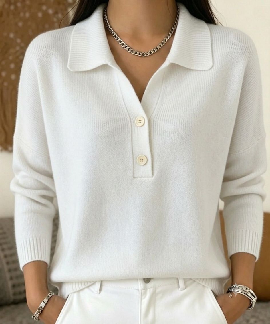 Womens Knitted Sweater With Turn-Down Collar, Casual Knit Top – Premium 0 | RICALOUX