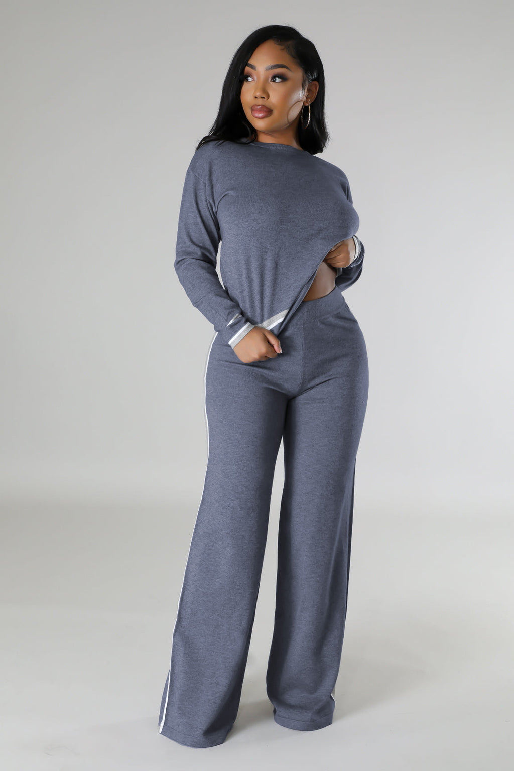 Womens Wide-Leg Casual Long Pants Set by Ricaloux