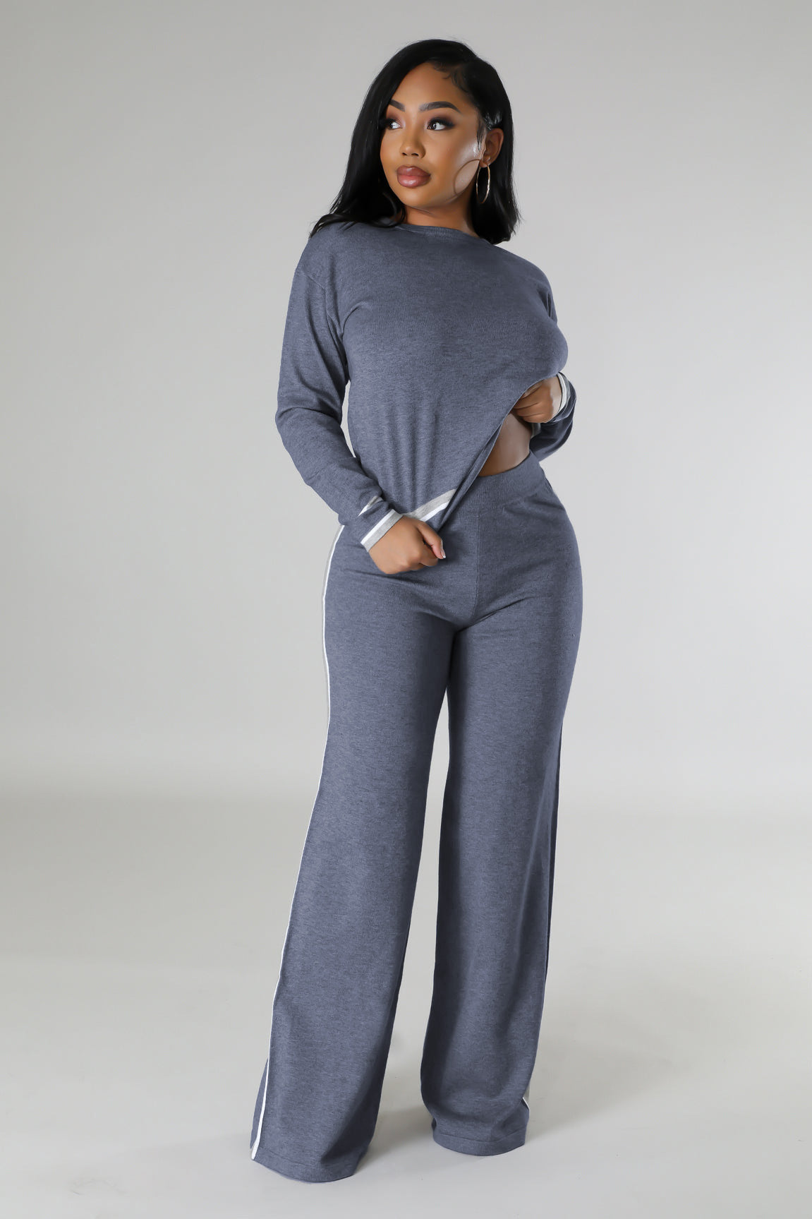 Womens Wide-Leg Casual Long Pants Set by Ricaloux