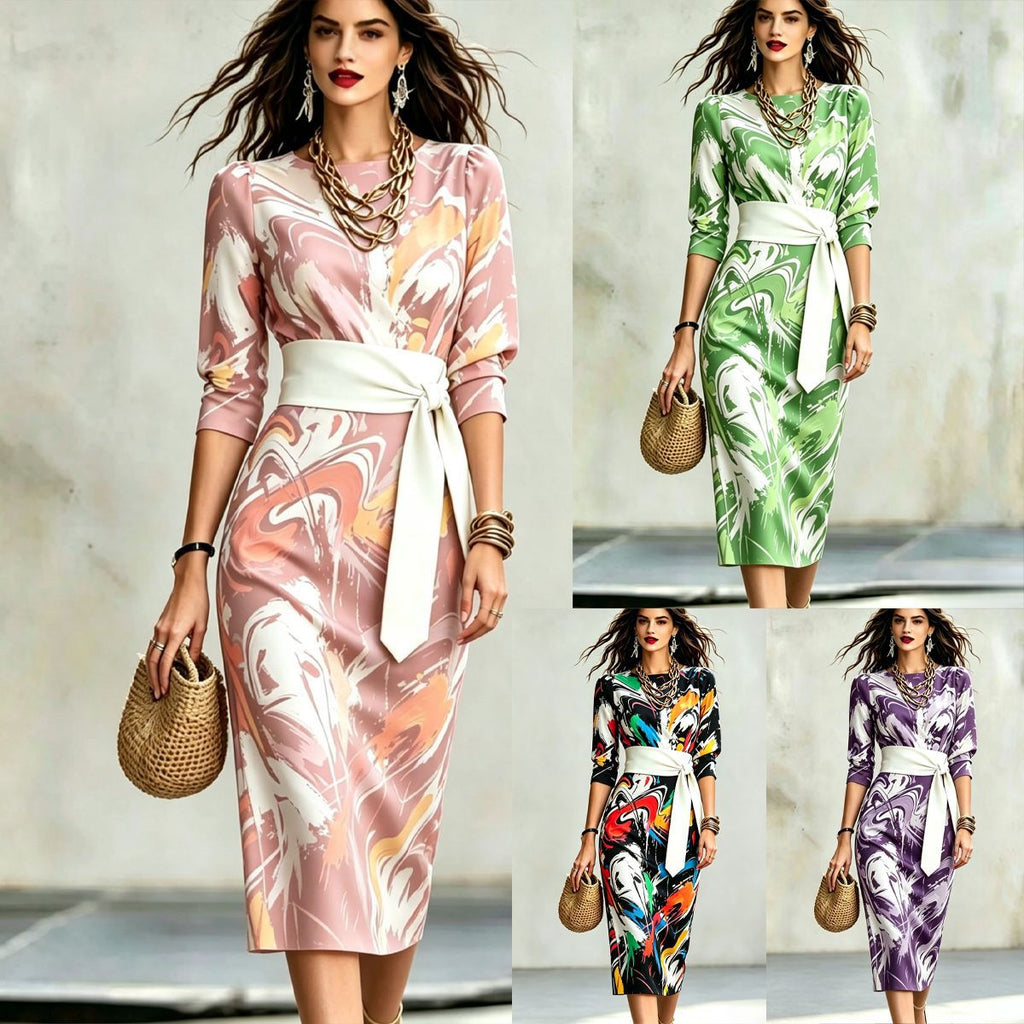 Fashionable Printed Womens Slim-Fit Dress by Ricaloux
