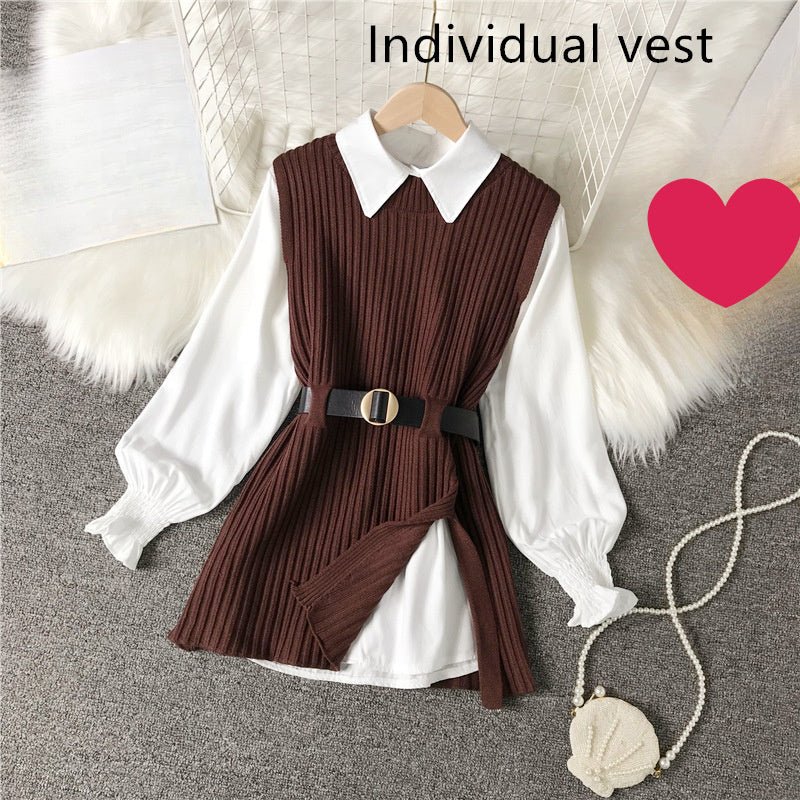 Shirt Knitted Two-piece Vest Set Fan High Quality Casual Fashion - RICALOUX
