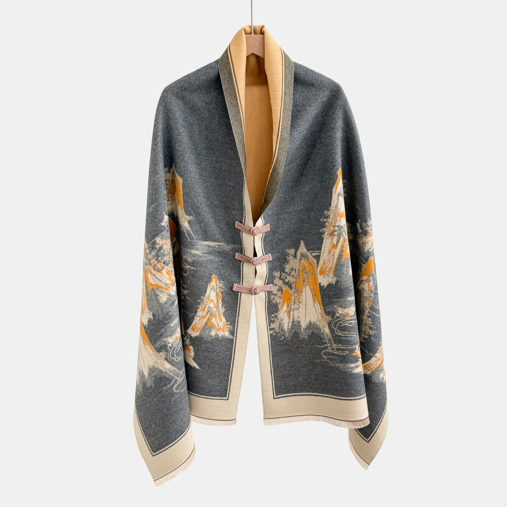 Vintage Knot-button Outerwear Jacquard Shawl – Premium 0 | RICALOUX