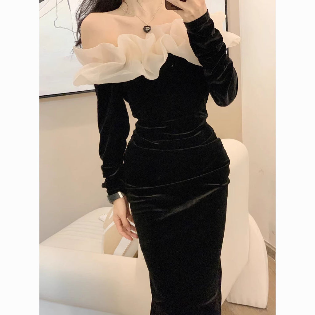 New High-end Velvet Casual Dress For Women by Ricaloux