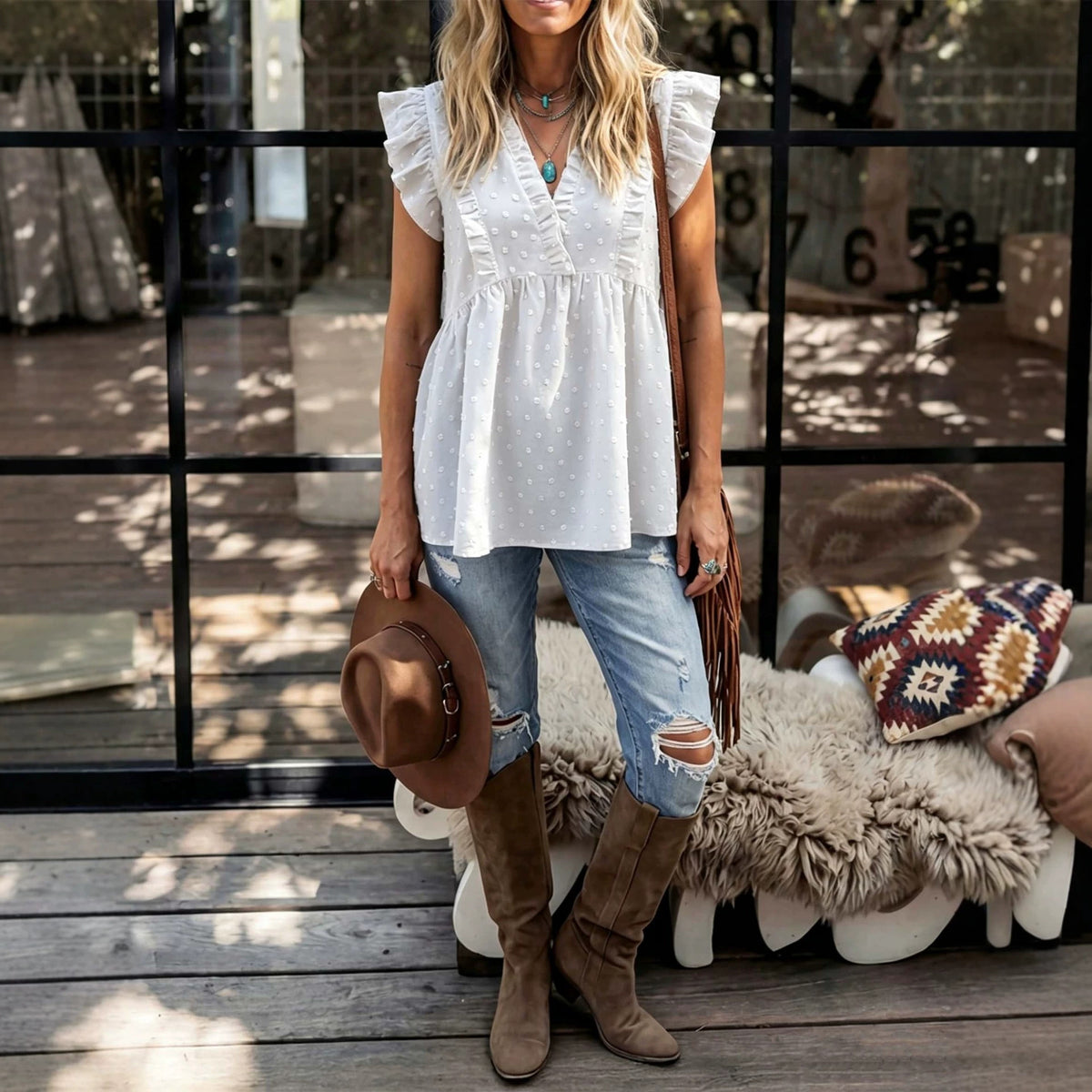 Summer New Resort-style V-neck Short-sleeve by Ricaloux