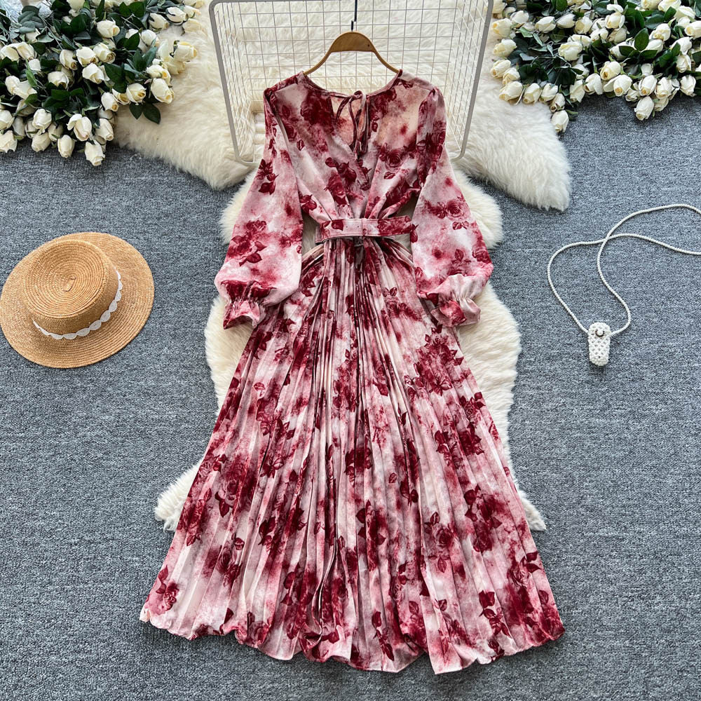 Womens French-style Vintage Chic Printed Dress by Ricaloux