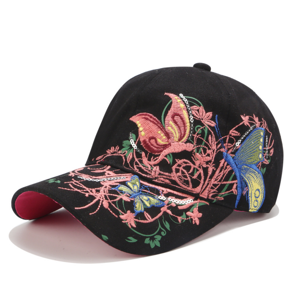 Summer Women's Embroidered Flower And Butterfly Sequin Fashion Trend Sun Hat For Outdoor Outings, Summer Shopping, Vacation - Versatile Hat – Premium 4 | RICALOUX