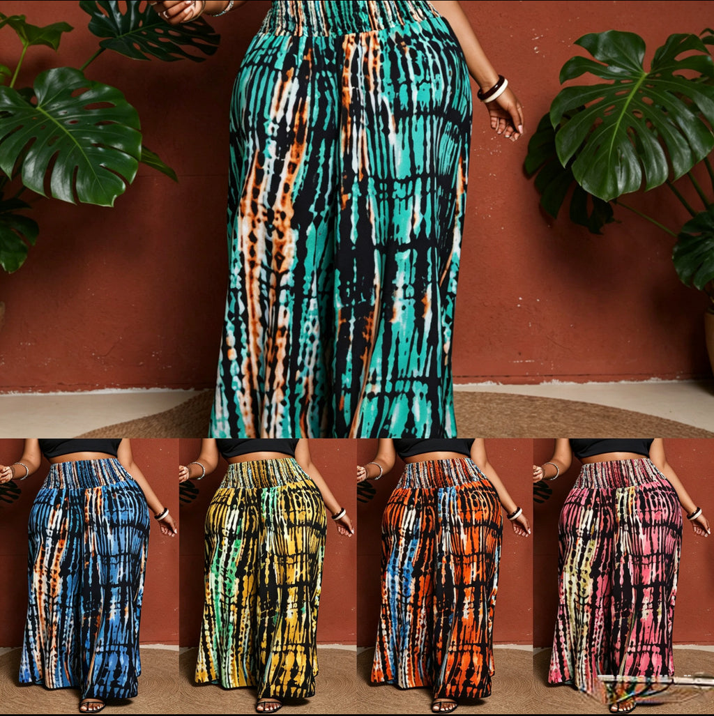 Plus-size Fashionable Printed Casual Pants For Women Outerwear Style With A Waistband by Ricaloux