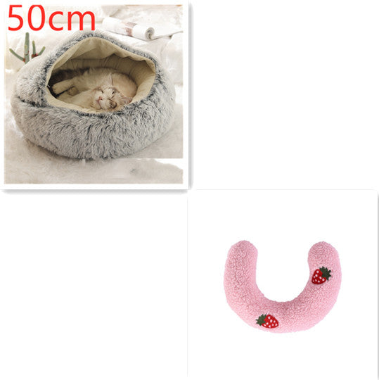 2 In 1 Dog And Cat Bed Pet Winter Bed Round Plush Warm Bed House Soft Long Plush Pets Bed Pet Products by Ricaloux
