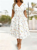 Plus-size Short-sleeve Floral Dress – Premium 0 | RICALOUX