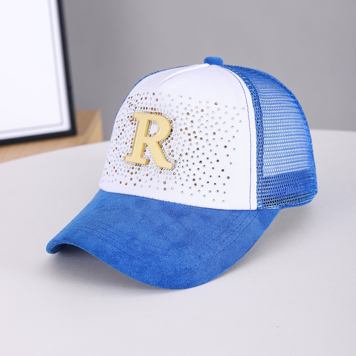 Summer Women's Multi-color Mesh Breathable Sequined R-letter Baseball Cap For Outdoor Outings, Street Wear, Sweet And Cool Sequined Beanie Hat by Ricaloux