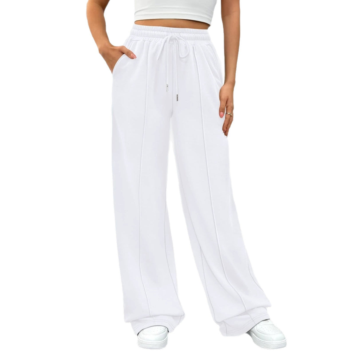 High-waisted Wide-leg Loose-fit Casual Womens Athletic Trousers – Premium 0 | RICALOUX