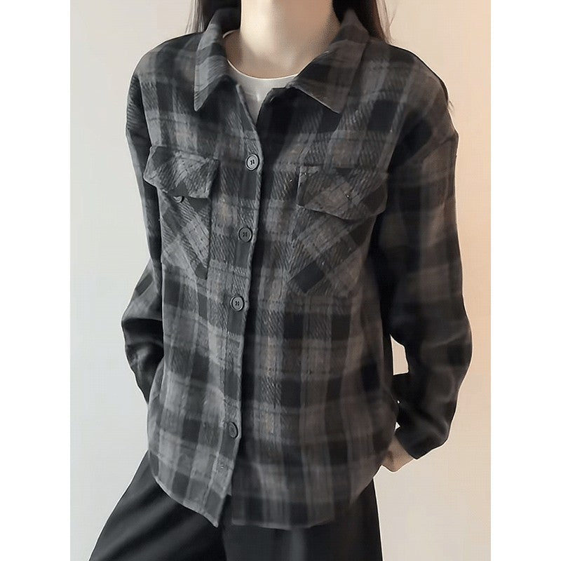Sky Blue American Style Heavyweight Plaid Womens Shirt – Premium 0 | RICALOUX