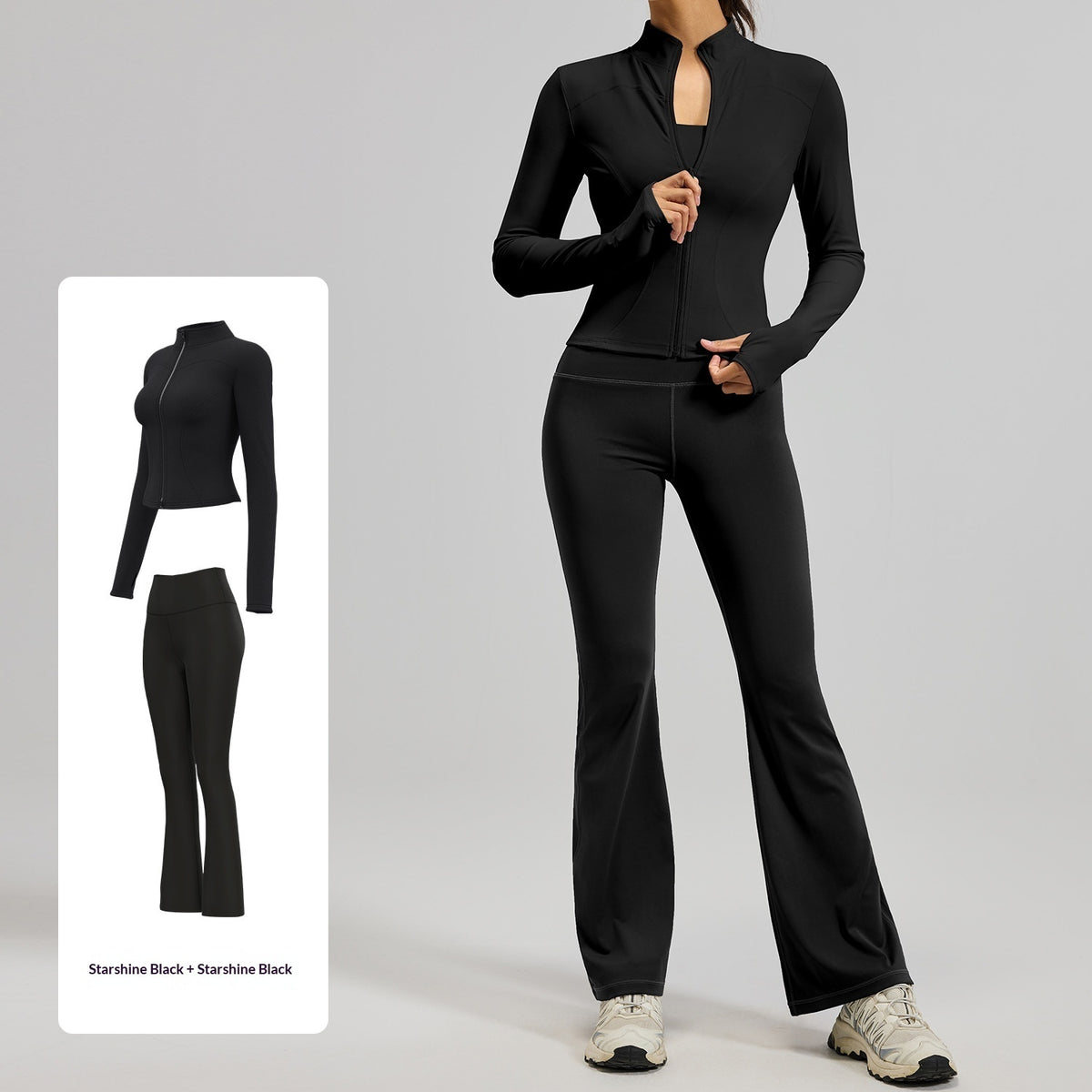 High-waisted Yoga Pants Wide-leg Tapered Workout Jogger Set – Premium 0 | RICALOUX