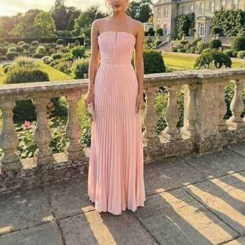 New European And American style Strapless Pleated Figure-flattering Dress by Ricaloux