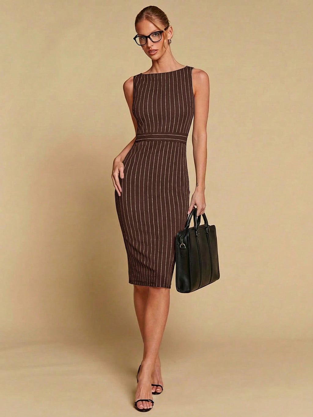 Stylish And Elegant Striped Sheath Skirt Sleeveless With A Fitted Waist – Premium 0 | RICALOUX