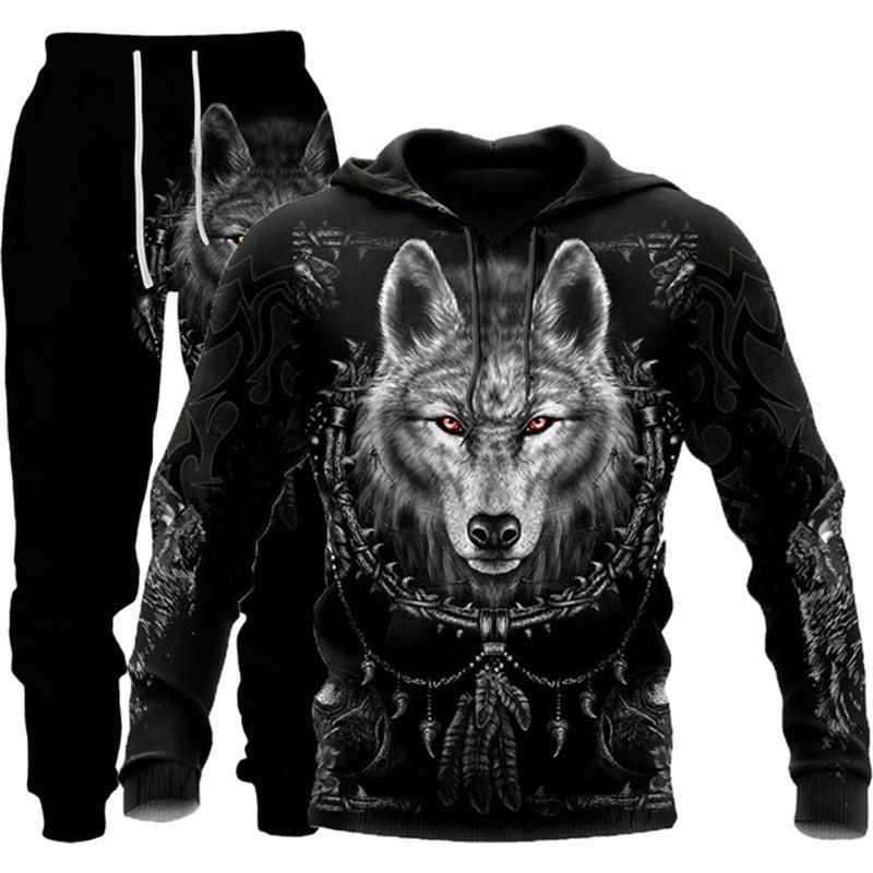 Animal-print Hooded Pullover Sweatshirt And Menswomens Sportswear Set – Premium 0 | RICALOUX