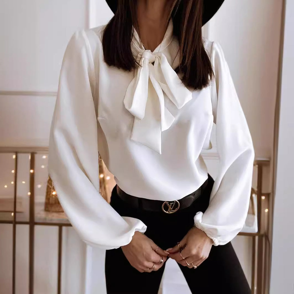 Womens Solid-Color Professional Stitched Collar Shirt by Ricaloux
