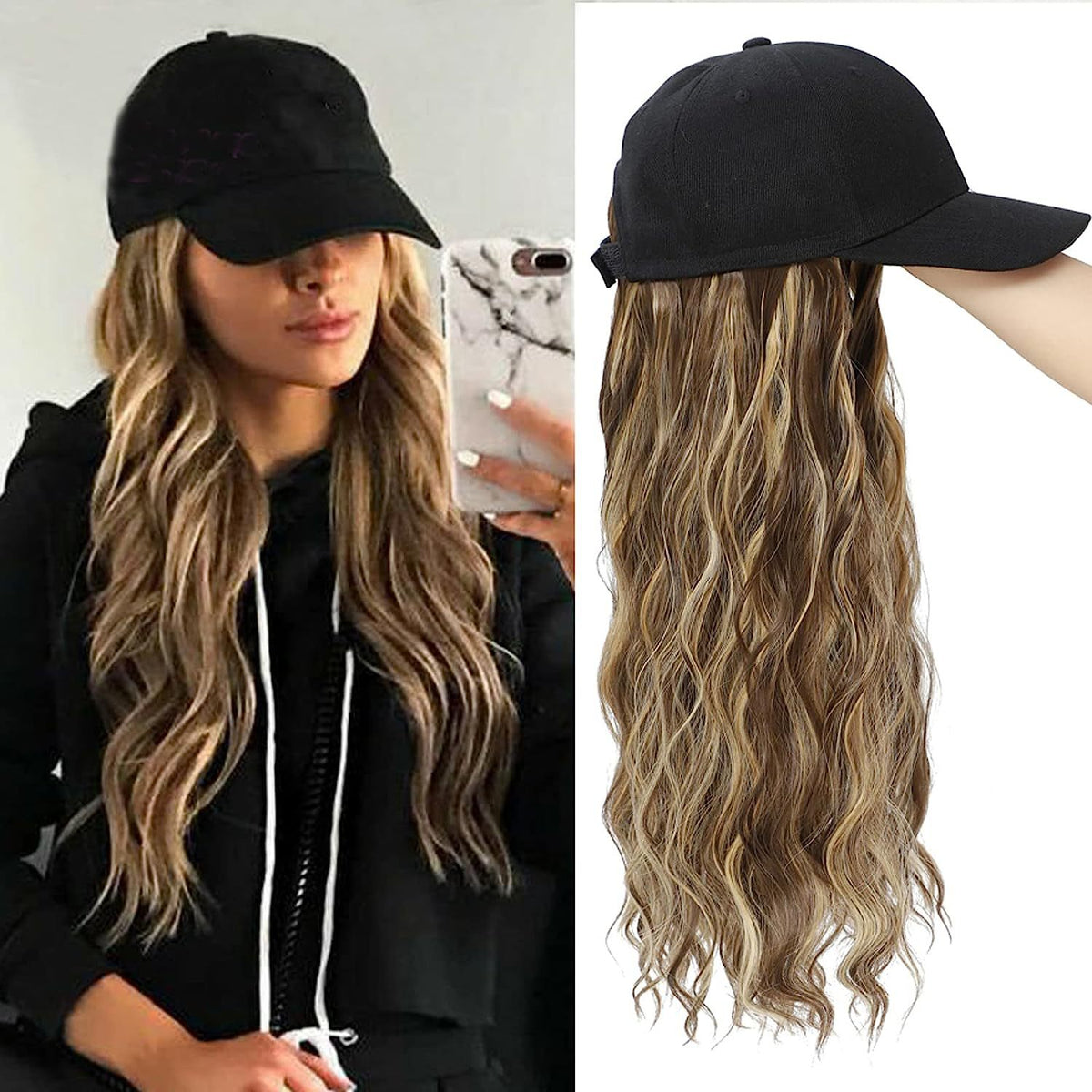 Hat One-piece Women's Big Wave Long-rolled Chemical Fiber Wig – Premium 0 | RICALOUX