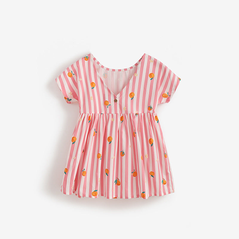 Girls Round-neck Short-sleeve Cotton Dress – Premium 0 | RICALOUX