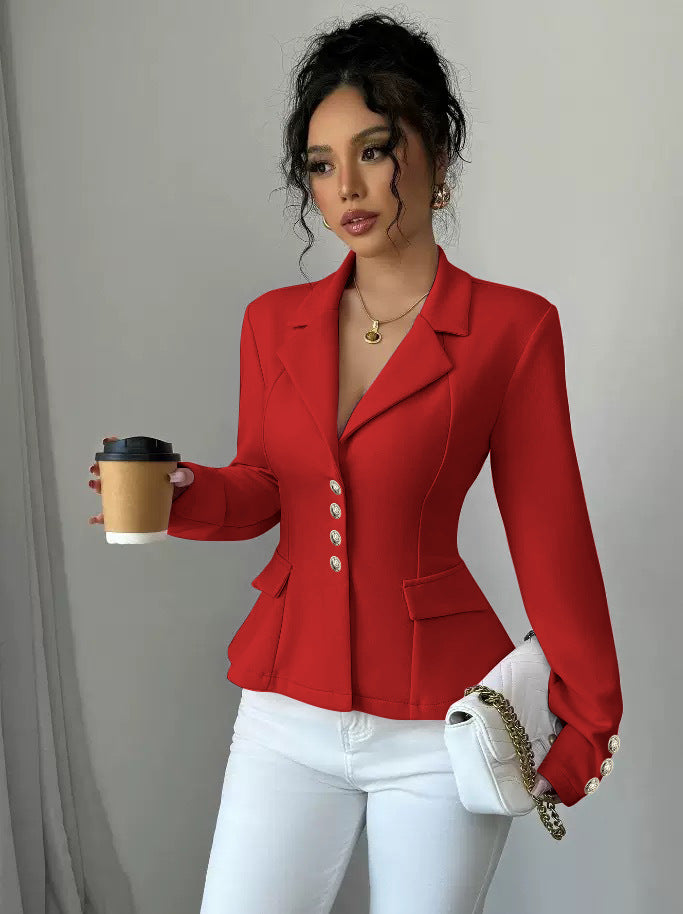Womens Tailored Lapel Long-sleeve Coat by Ricaloux