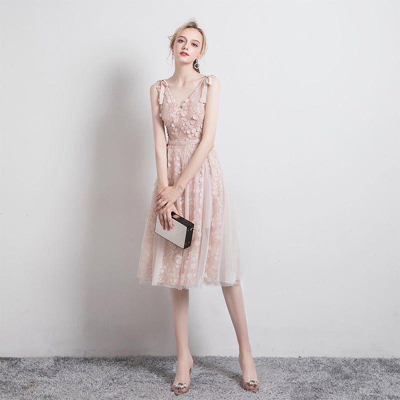 Deep V Suspender Bud Dress Design Sense - RICALOUX