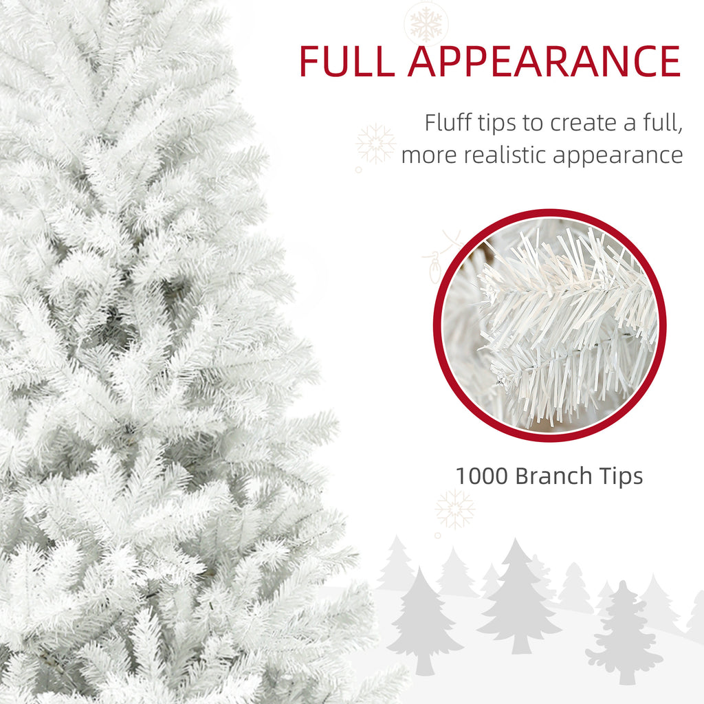 6ft Unlit Artificial White Christmas Tree, Holiday Décor With 1000 Branch Tips, Auto Open And Steel Base – Premium 0 | RICALOUX