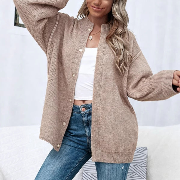 Womens Crew-Neck Casual Loose-Fit Thick Sweater by Ricaloux