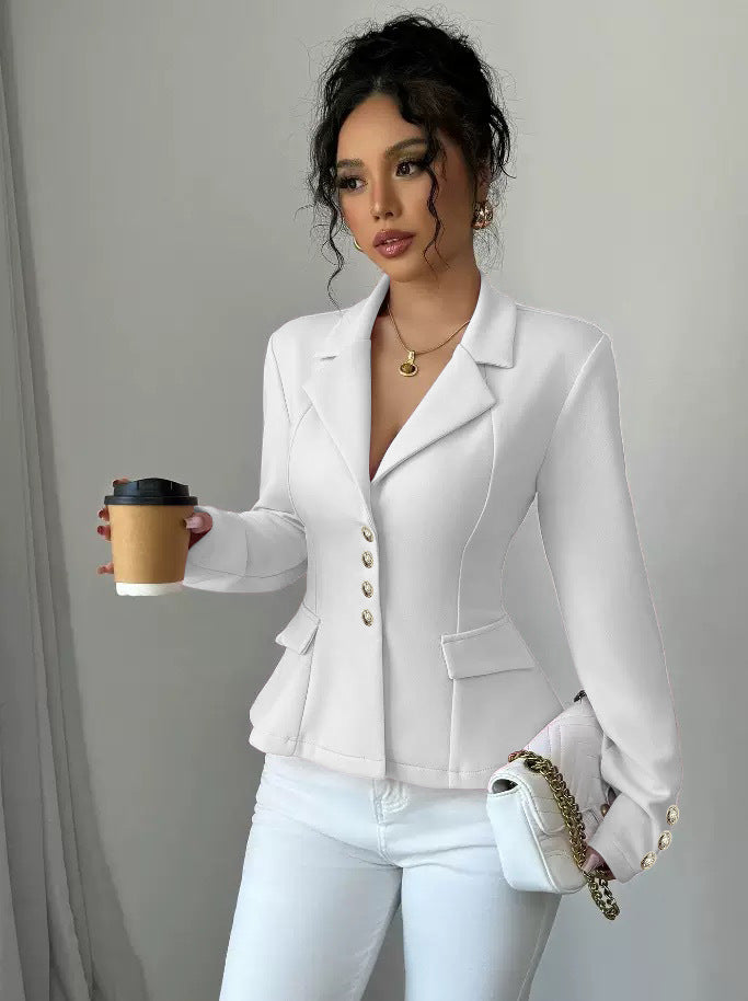 Womens Tailored Lapel Long-sleeve Coat by Ricaloux
