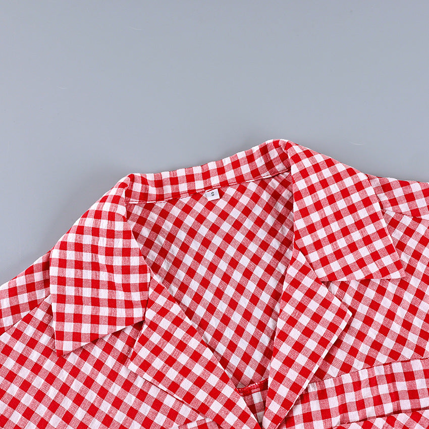 Ruffled Plaid Shirt And High-waisted Shorts Set – Premium 4 | RICALOUX