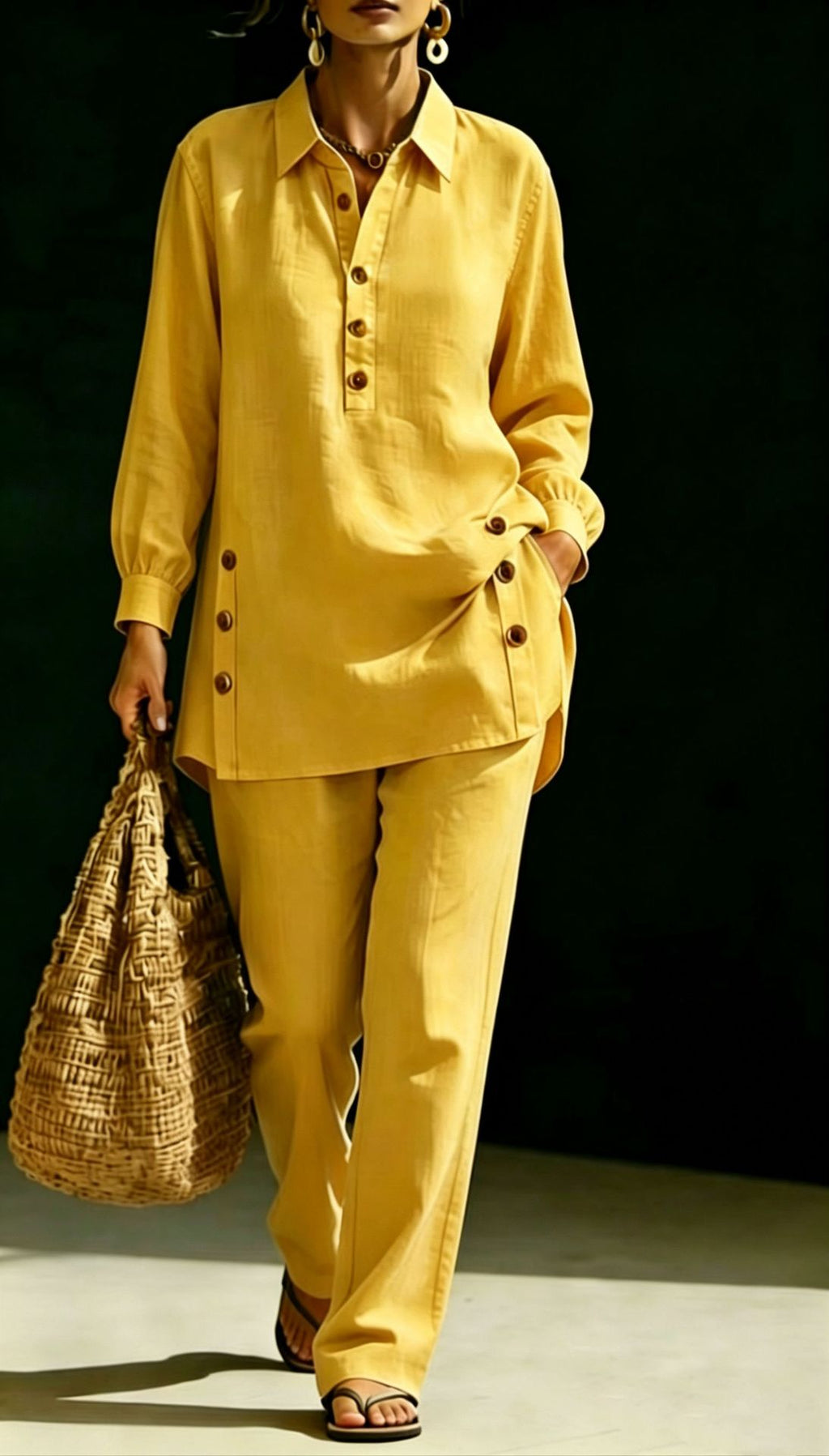 Long-sleeve Shirt And Casual Trousers Two-piece Set – Premium 0 | RICALOUX