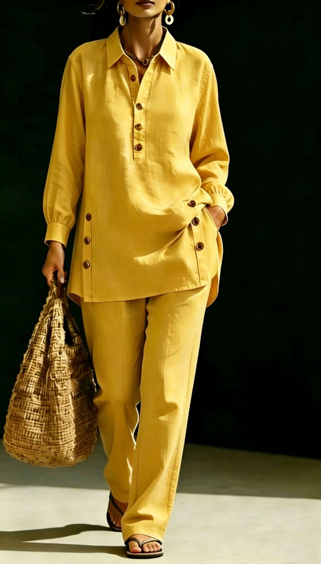 Long-sleeve Shirt And Casual Trousers Two-piece Set – Premium 0 | RICALOUX