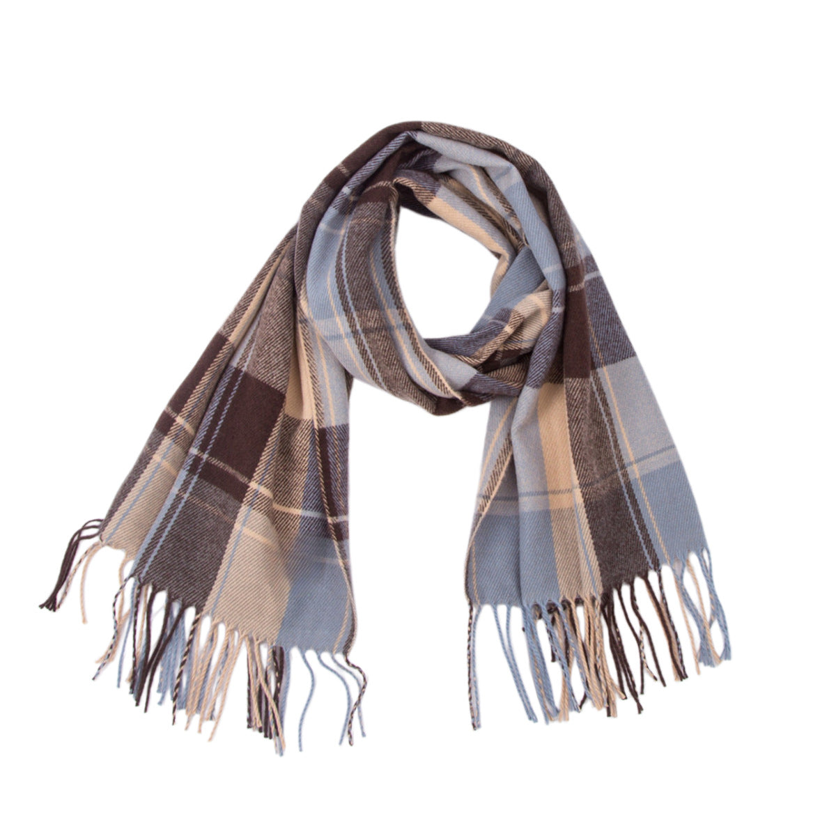 British-style Mens And Womens Couple Tassel Scarf With Large Plaid Pattern – Premium 0 | RICALOUX