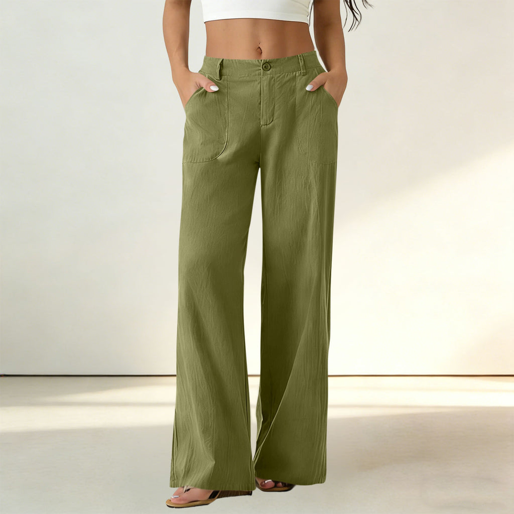 Womens Formal Suit Pants Elastic Waistband Patch Pockets Solid Color by Ricaloux