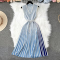 Womens Outfit Pearl-decorated Waist Belt With A Knitted Vest Dress by Ricaloux